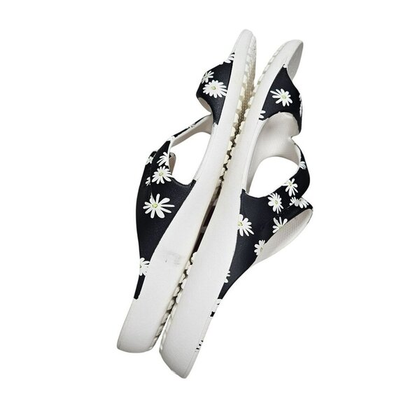 Crocs Womens‎ Daisy Print Black/White Slides Size W10 - Picture 4 of 8